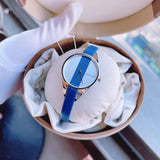 Calvin Klein Rebel Blue Silver Dial Blue Leather Strap Watch for Women - K8P231V6