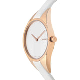 Calvin Klein Rebel White Grey Dial White Leather Strap Watch for Women - K8P236L6