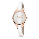 Calvin Klein Rebel White Grey Dial White Leather Strap Watch for Women - K8P236L6