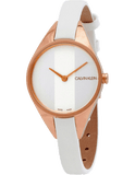 Calvin Klein Rebel White Grey Dial White Leather Strap Watch for Women - K8P236L6