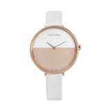 Calvin Klein Rise White Dial White Leather Strap Watch for Women - K7A236LH