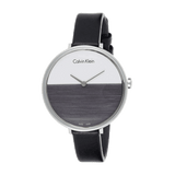 Calvin Klein Rise White Grey Dial Black Leather Strap Watch for Women - K7A231C3