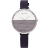 Calvin Klein Rise White Grey Dial Black Leather Strap Watch for Women - K7A231C3