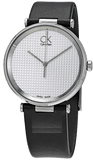 Calvin Klein Sight Silver Dial Black Leather Strap Watch for Men - K1S21120