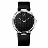 Calvin Klein Sight Black Dial Black Leather Strap Watch for Men - K1S21102