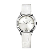 Calvin Klein Skirt White Dial White Leather Strap Watch for Women - K2U231K6