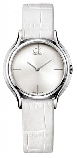 Calvin Klein Skirt White Dial White Leather Strap Watch for Women - K2U231K6