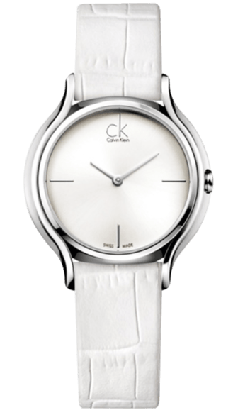 Calvin Klein Skirt White Dial White Leather Strap Watch for Women - K2U231K6