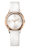 Calvin Klein Skirt White Dial White Leather Strap Watch for Women - K2U236K6
