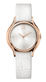Calvin Klein Skirt White Dial White Leather Strap Watch for Women - K2U236KW