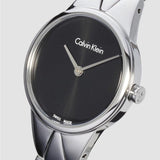 Calvin Klein Snake Black Dial Silver Steel Strap Watch For Women - K6E23141