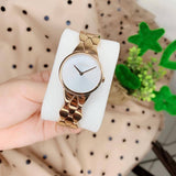 Calvin Klein Snake Silver Dial Rose Gold Steel Strap Watch For Women - K6E23646