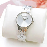 Calvin Klein Snake Silver Dial Silver Steel Strap Watch For Women - K6E23146