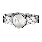 Calvin Klein Snake Silver Dial Silver Steel Strap Watch For Women - K6E23146