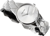 Calvin Klein Snake Silver Dial Silver Steel Strap Watch For Women - K6E23146