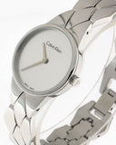 Calvin Klein Snake Silver Dial Silver Steel Strap Watch For Women - K6E23146