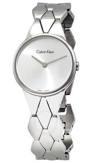 Calvin Klein Snake Silver Dial Silver Steel Strap Watch For Women - K6E23146