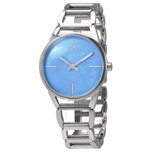 Calvin Klein Stately Blue Mother of Pearl Dial Silver Steel Strap Watch for Women - K3G2312N