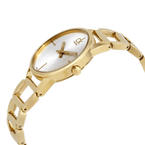 Calvin Klein Stately Silver Dial Gold Steel Strap Watch for Women - K3G23526