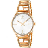 Calvin Klein Stately White Dial Rose Gold Steel Strap Watch for Women - K3G23626