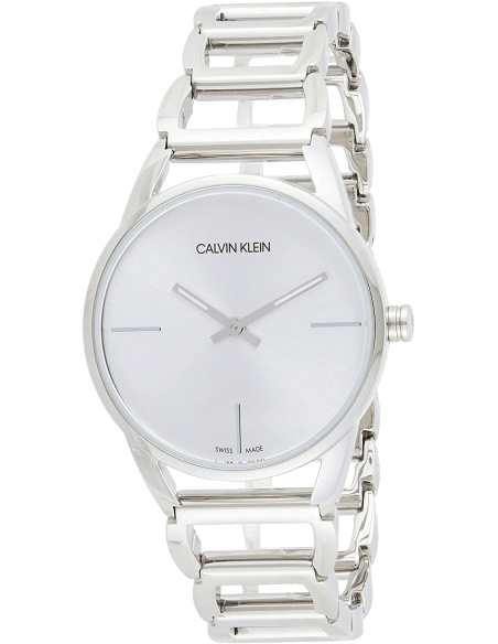 Calvin Klein Stately White Dial Silver Steel Strap Watch for Women - K3G23126
