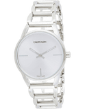 Calvin Klein Stately White Dial Silver Steel Strap Watch for Women - K3G23126