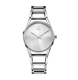 Calvin Klein Stately White Dial Silver Steel Strap Watch for Women - K3G23126