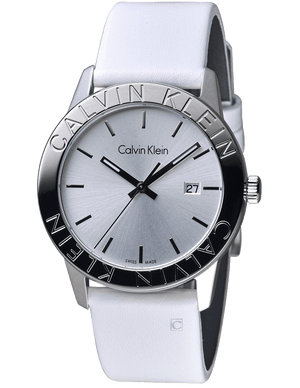 Calvin Klein Steady Silver Dial White Leather Strap Watch for Women - K7Q211L6