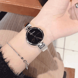 Calvin Klein Wavy Black Dial Silver Steel Strap Watch for Women - K9U23141