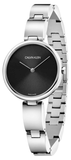 Calvin Klein Wavy Black Dial Silver Steel Strap Watch for Women - K9U23141