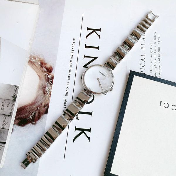 Calvin Klein Wavy Silver Dial Silver Steel Strap Watch for Women - K9U23146