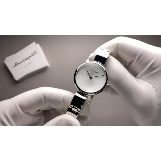 Calvin Klein Wavy Silver Dial Silver Steel Strap Watch for Women - K9U23146