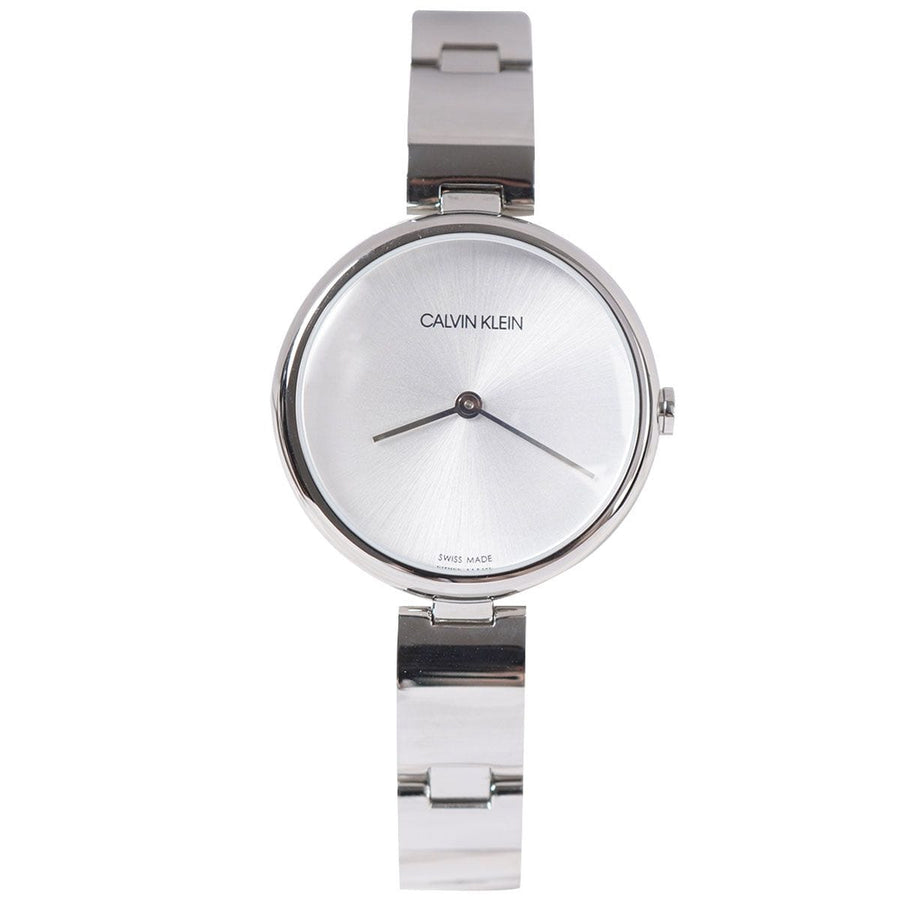 Calvin Klein Wavy Silver Dial Silver Steel Strap Watch for Women - K9U23146