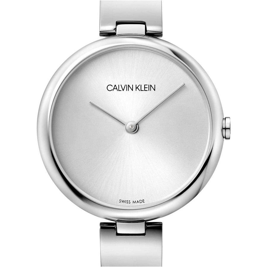 Calvin Klein Wavy Silver Dial Silver Steel Strap Watch for Women - K9U23146