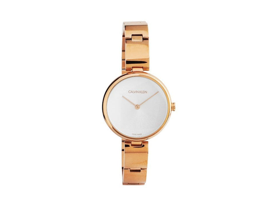 Calvin Klein Wavy White Dial Rose Gold Steel Strap Watch for Women - K9U23646