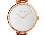 Calvin Klein Wavy White Dial Rose Gold Steel Strap Watch for Women - K9U23646