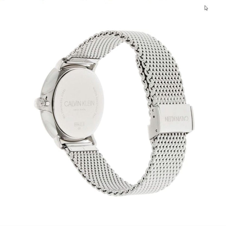 Calvin Klein White Dial Silver Mesh Bracelet Watch for Women - K8M21126