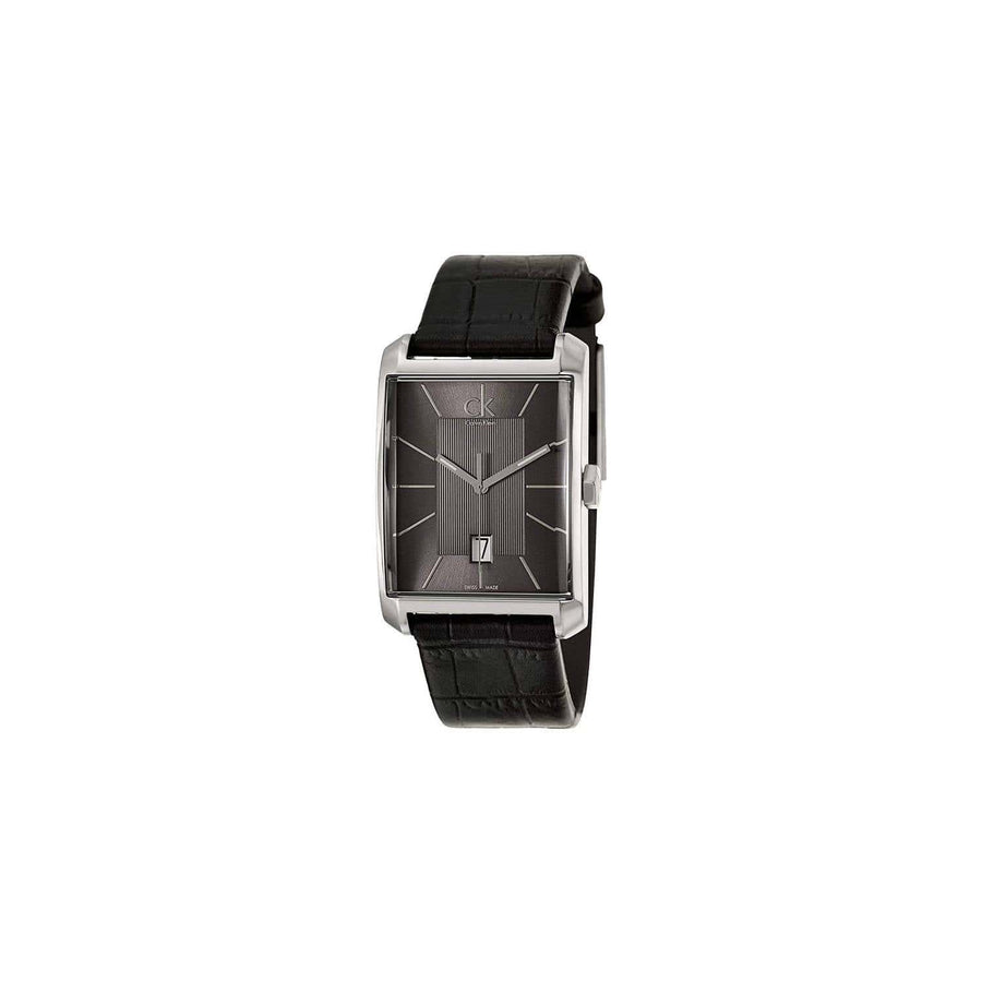 Calvin Klein Window Black Dial Black Leather Strap Watch for Men - K2M21107
