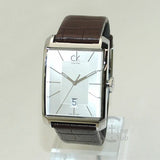 Calvin Klein Window Silver Dial Brown Leather Strap Watch for Men - K2M21126