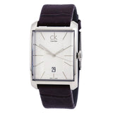 Calvin Klein Window Silver Dial Brown Leather Strap Watch for Men - K2M21126