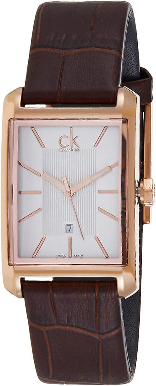 Calvin Klein Window White Dial Brown Leather Strap Watch for Women - K2M23620