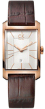 Calvin Klein Window White Dial Brown Leather Strap Watch for Women - K2M23620