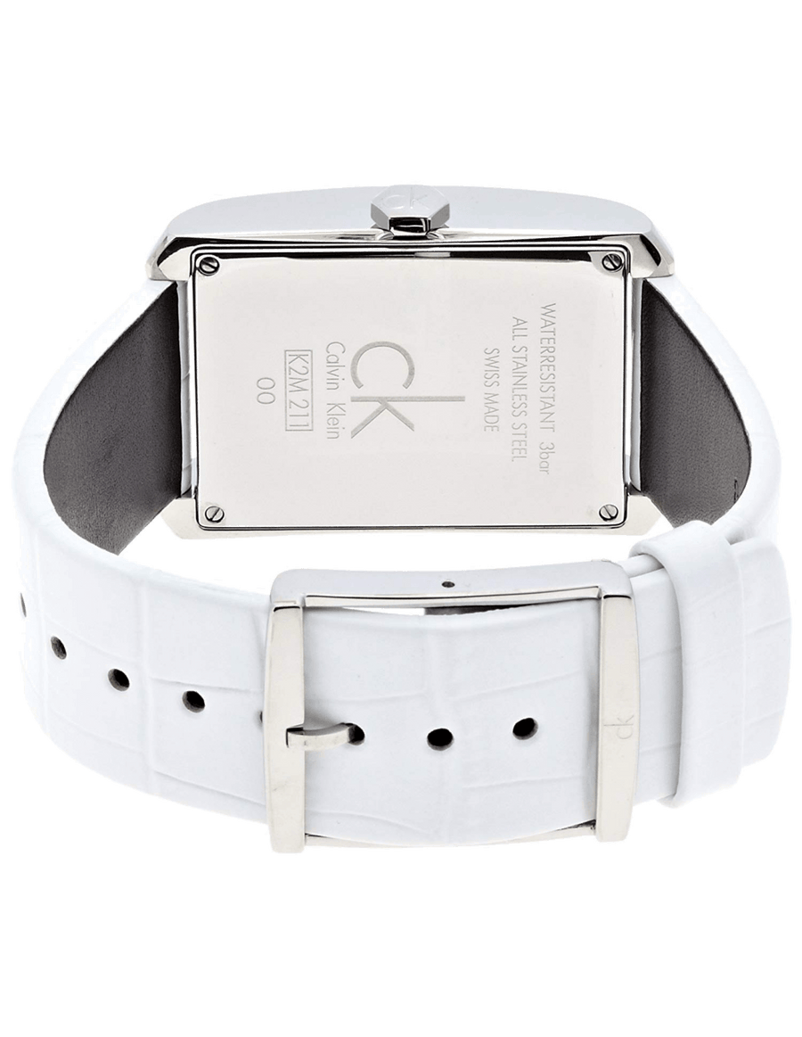 Calvin Klein Window White Dial White Leather Strap Watch for Men - K2M21120