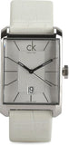 Calvin Klein Window White Dial White Leather Strap Watch for Men - K2M21120