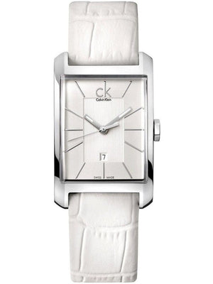 Calvin Klein Window White Dial White Leather Strap Watch for Men - K2M21120