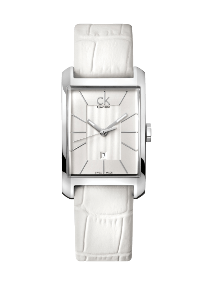 Calvin Klein Window White Dial White Leather Strap Watch for Women - K2M23120