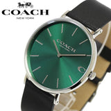 Coach Charles Green Dial Black Leather Strap Watch for Men - 14602436