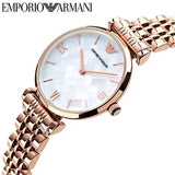 Emporio Armani Mother of Pearl Dial Rose Gold Steel Strap Watch For Women - AR11110