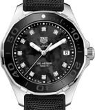 Tag Heuer Aquaracer Quartz Black Mother of Pearl Dial Black Textile Strap Watch for Women - WAY131M.FT6092