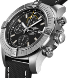 Breitling Avenger Chronograph 45mm Black Dial Black Leather Strap Watch for Men - A13317101B1X1